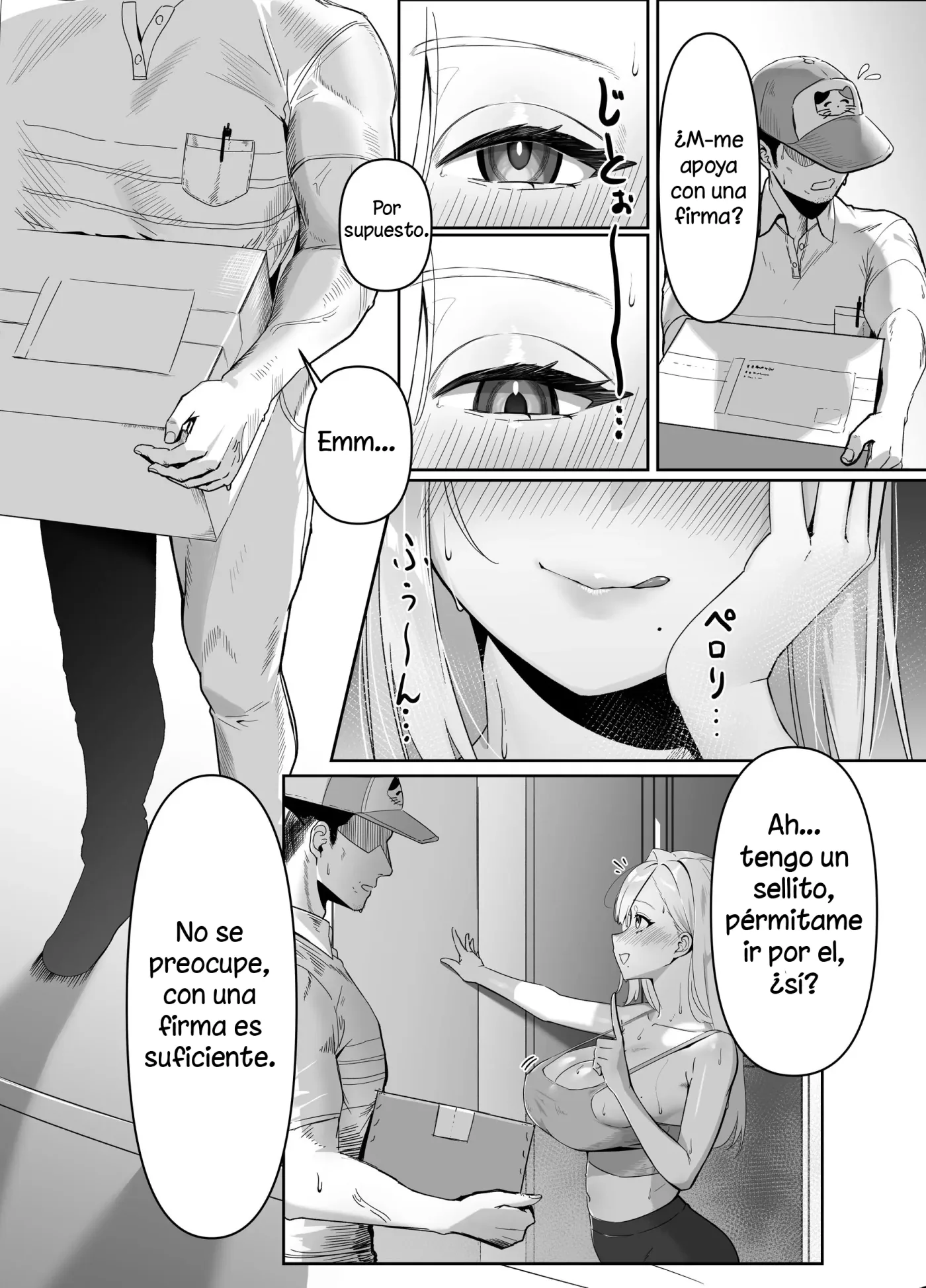 Haitatsusaki no Nagachichi Onee-san ga Ero Sugiru|La chica tetona que salió a recbir su pedido estaba bien sexy capítulo 1 página 4