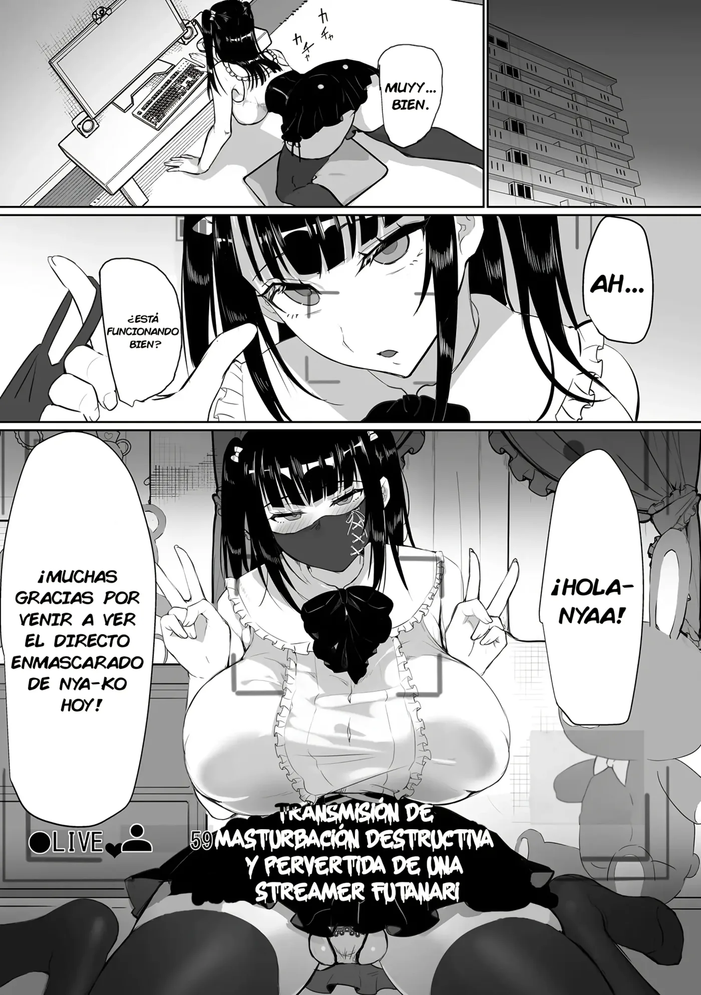 Futanari Namashu-chan no Hametsu Hentai Onanī Haishin|La Transmisión Destructiva y Pervertida de una Streamer Futanari capítulo 1 página 1