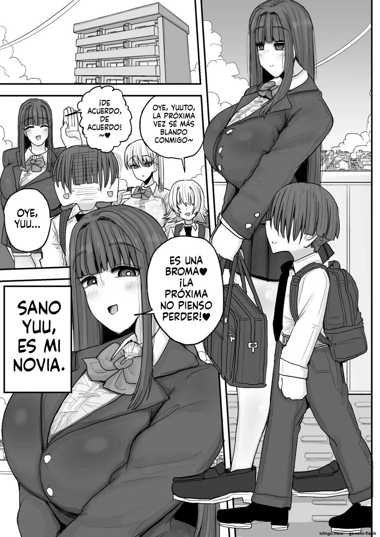 Boku no kanojo wa ue no kai no tsuyo osu ni bokobokoni sa rete NTR re chaimashita (Spanish) MTL capítulo 1 página 2