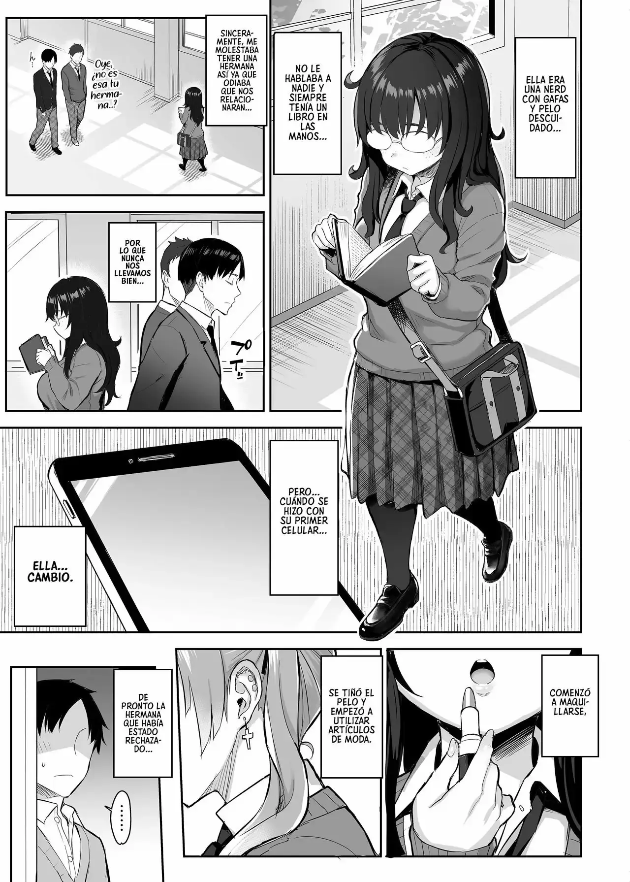 Ichibocchi (Ichinomiya Yuu)] Moto InCha no Kyonyuu Yariman Imouto ga Erosugite, Onii-chan wa Mou...!! 1-3 | ¡¡Mi Hermanita Quien era una Comelibros se Convirtió en una Puta de grandes Tetas...!! 1-4 capítulo 1 página 4