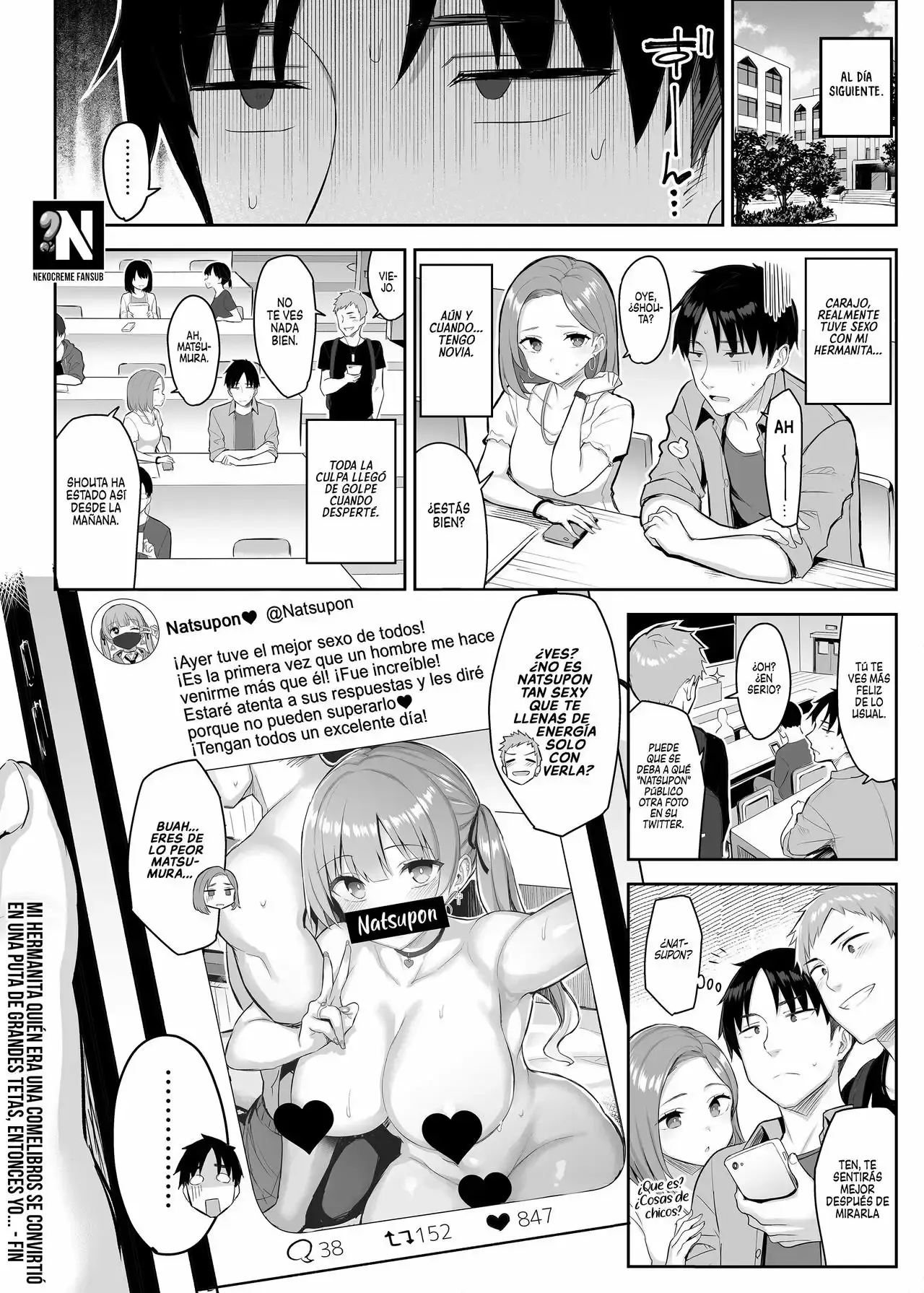 Ichibocchi (Ichinomiya Yuu)] Moto InCha no Kyonyuu Yariman Imouto ga Erosugite, Onii-chan wa Mou...!! 1-3 | ¡¡Mi Hermanita Quien era una Comelibros se Convirtió en una Puta de grandes Tetas...!! 1-4 capítulo 1 página 39