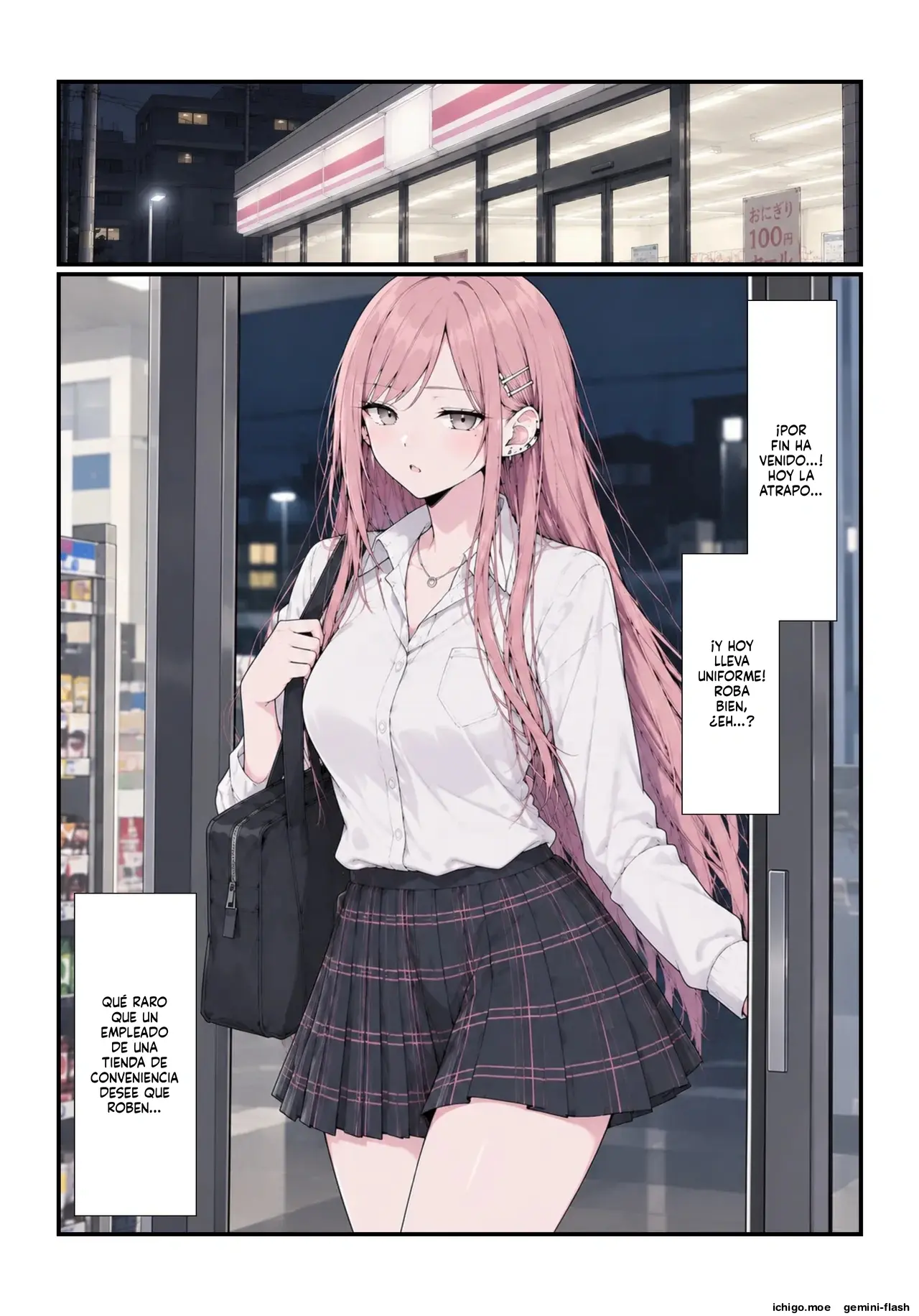 Konbini tenchou no ore, manbiki gyaru ni naka dashi kyouyou shitara ninpu nisase chatta (Spanish) MTL capítulo 1 página 27