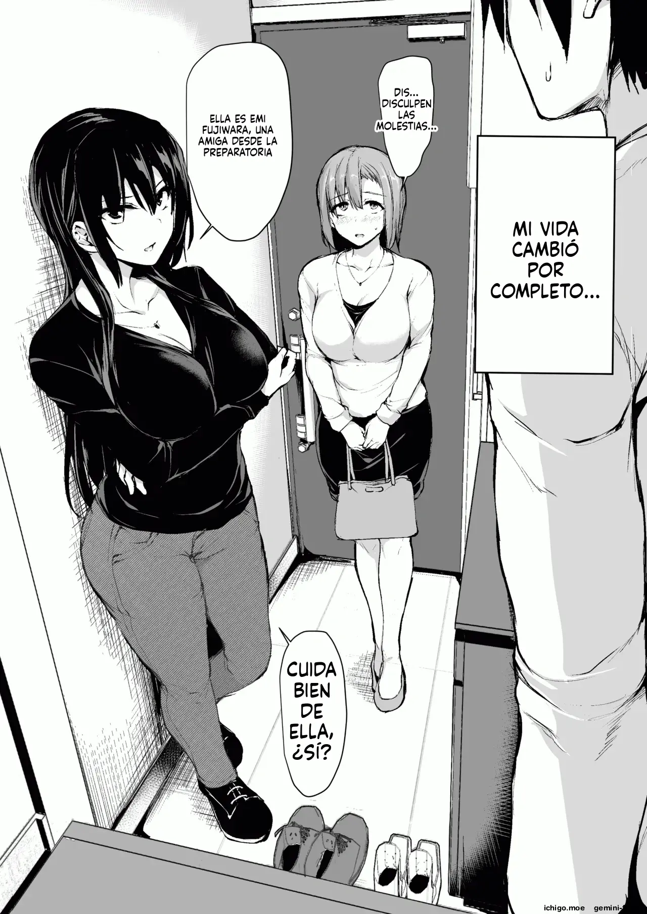 Kyonyuu ga 2-ri inai to bokki shinai otto no tame ni tomodachi o tsurete kita tsuma (Spanish) MTL capítulo 1 página 3