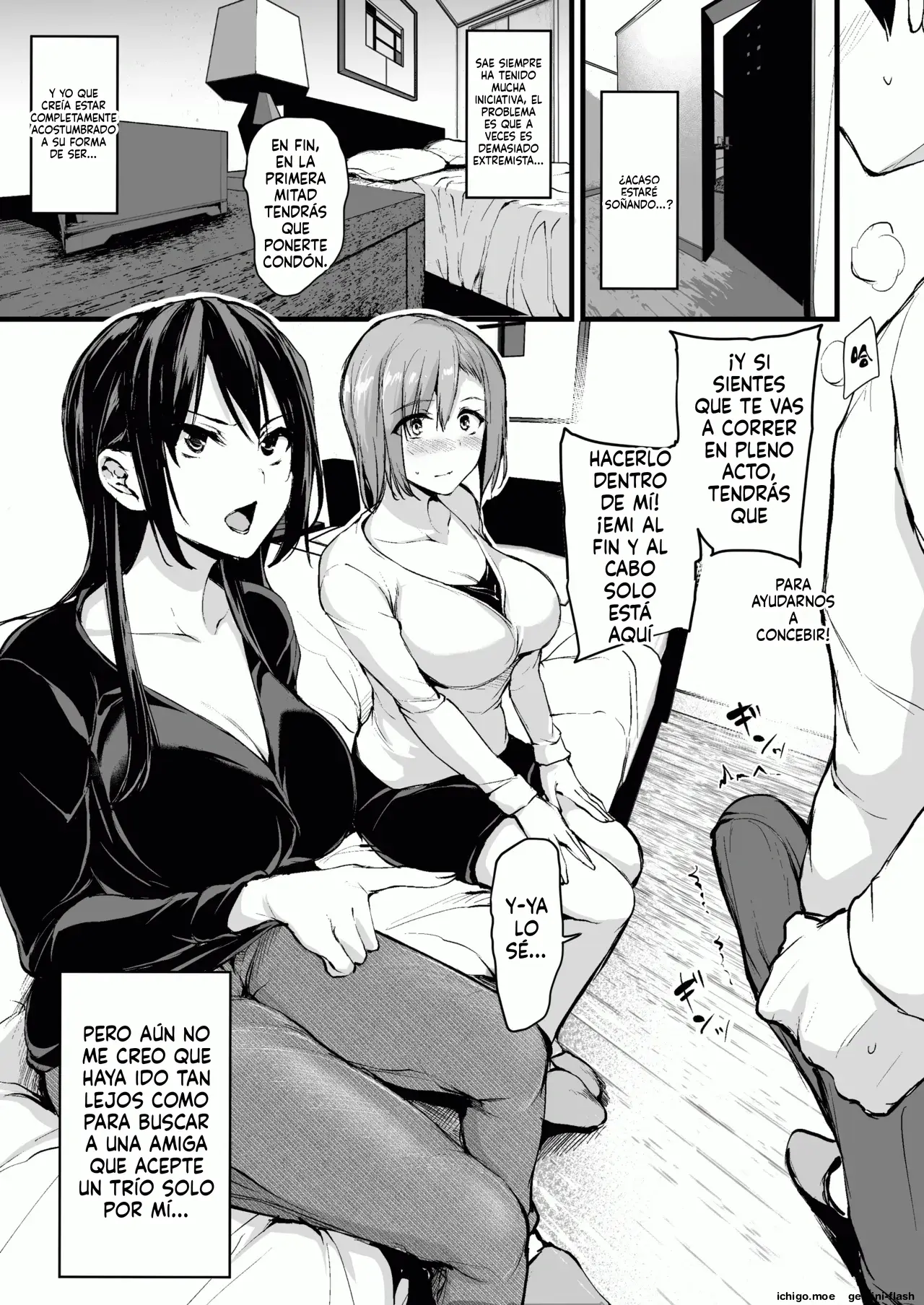 Kyonyuu ga 2-ri inai to bokki shinai otto no tame ni tomodachi o tsurete kita tsuma (Spanish) MTL capítulo 1 página 8