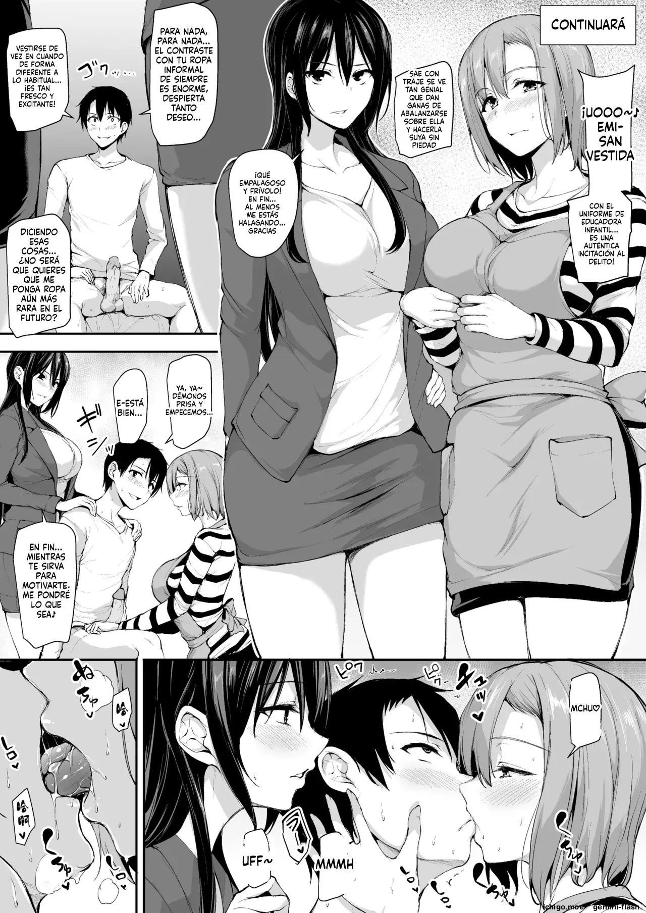 Kyonyuu ga 2-ri inai to bokki shinai otto no tame ni tomodachi o tsurete kita tsuma (Spanish) MTL capítulo 1 página 56