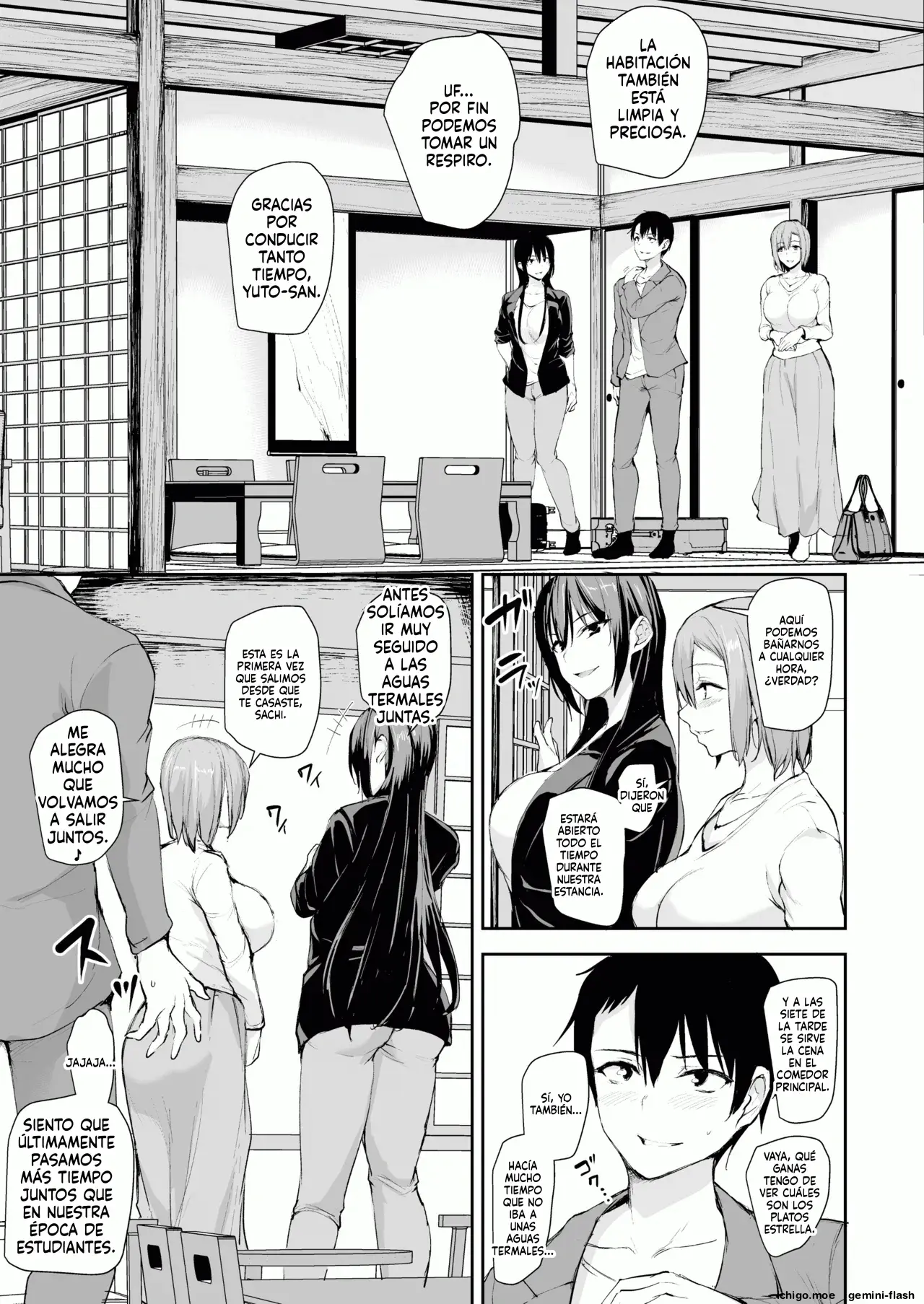 Kyonyuu ga 2-ri inai to bokki shinai otto no tame ni tomodachi o tsurete kita tsuma (Spanish) MTL capítulo 1 página 70