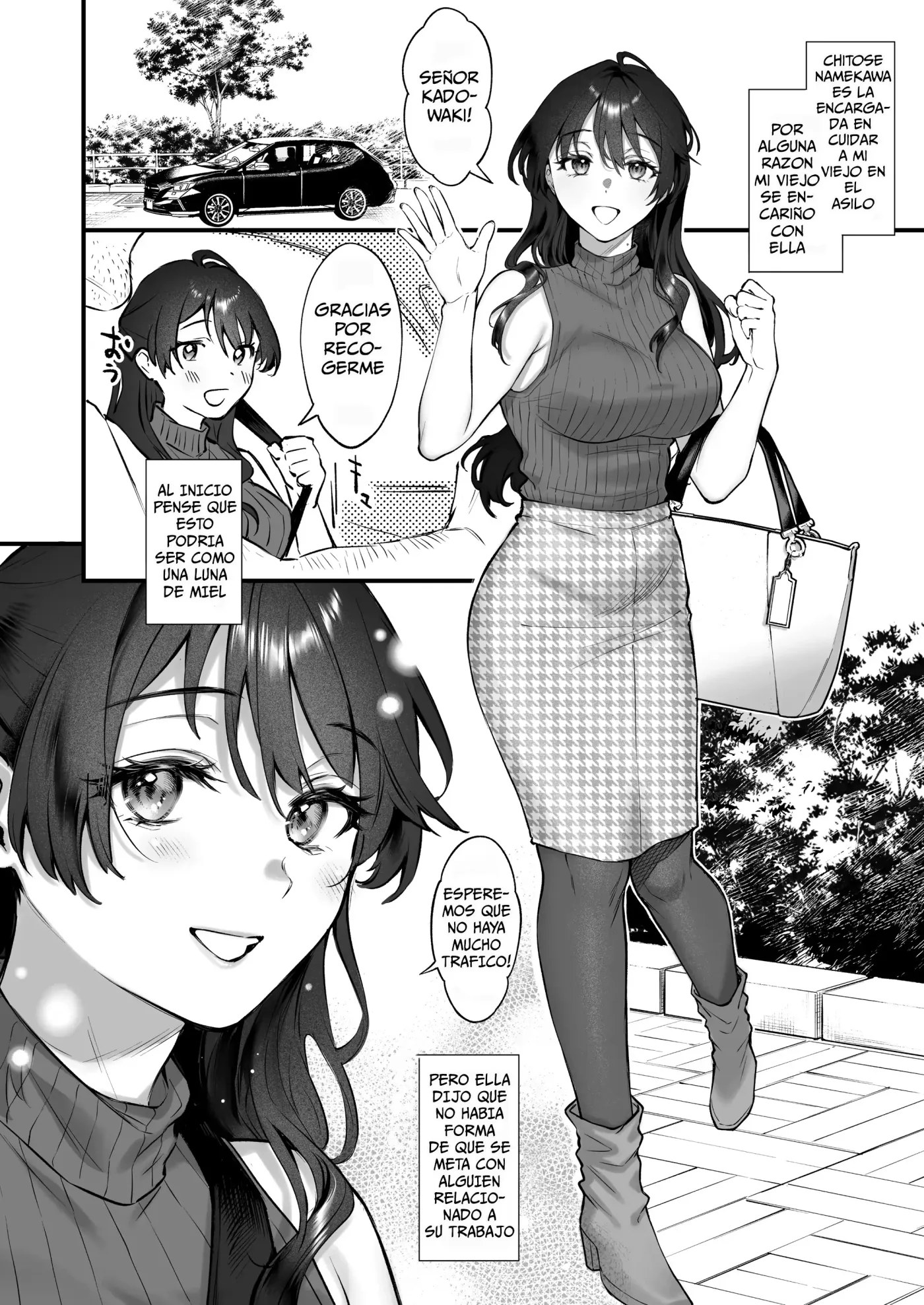 Shikatte Yurushite Atama o Nadete ~Bakunyuu Seiso na Kaigoshi ga Oji-san Daisuki na Riyuu~|Regañala, perdonala y acaricia su cabeza capítulo 1 página 9
